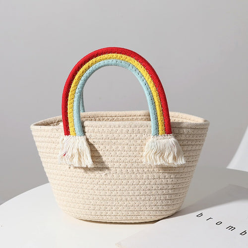 Woven Rainbow Basket Bag