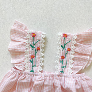 Pink Gingham Romper