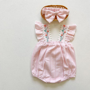 pink gingham romper