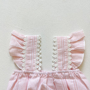 Pink Gingham Romper