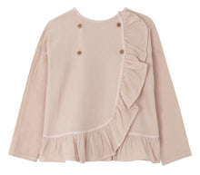 Pink Grey Folk Cross Blouse, Yellow Pelota - BubbleChops LLC