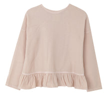 Pink Grey Folk Cross Blouse, Yellow Pelota - BubbleChops LLC