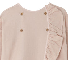 Pink Grey Folk Cross Blouse, Yellow Pelota - BubbleChops LLC