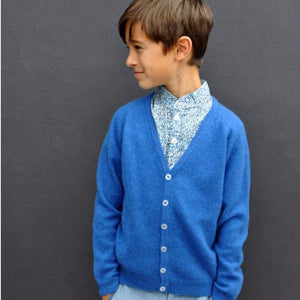Blue Cashmere Cardigan with Small Star, Olivier Baby & Kids - BubbleChops LLC