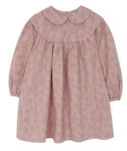 Dusty Pink Gathered Dress, Yellow Pelota - BubbleChops LLC
