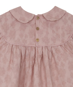 Dusty Pink Gathered Dress, Yellow Pelota - BubbleChops LLC