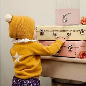 Mustard Cashmere Cardigan with Star, Olivier Baby & Kids - BubbleChops LLC