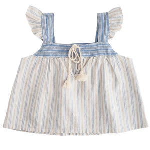 Striped Linen Blouse, Tocoto Vintage - BubbleChops LLC