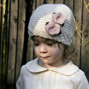 Hand Crochet Beanie with Rose Flowers, Aravore - BubbleChops LLC