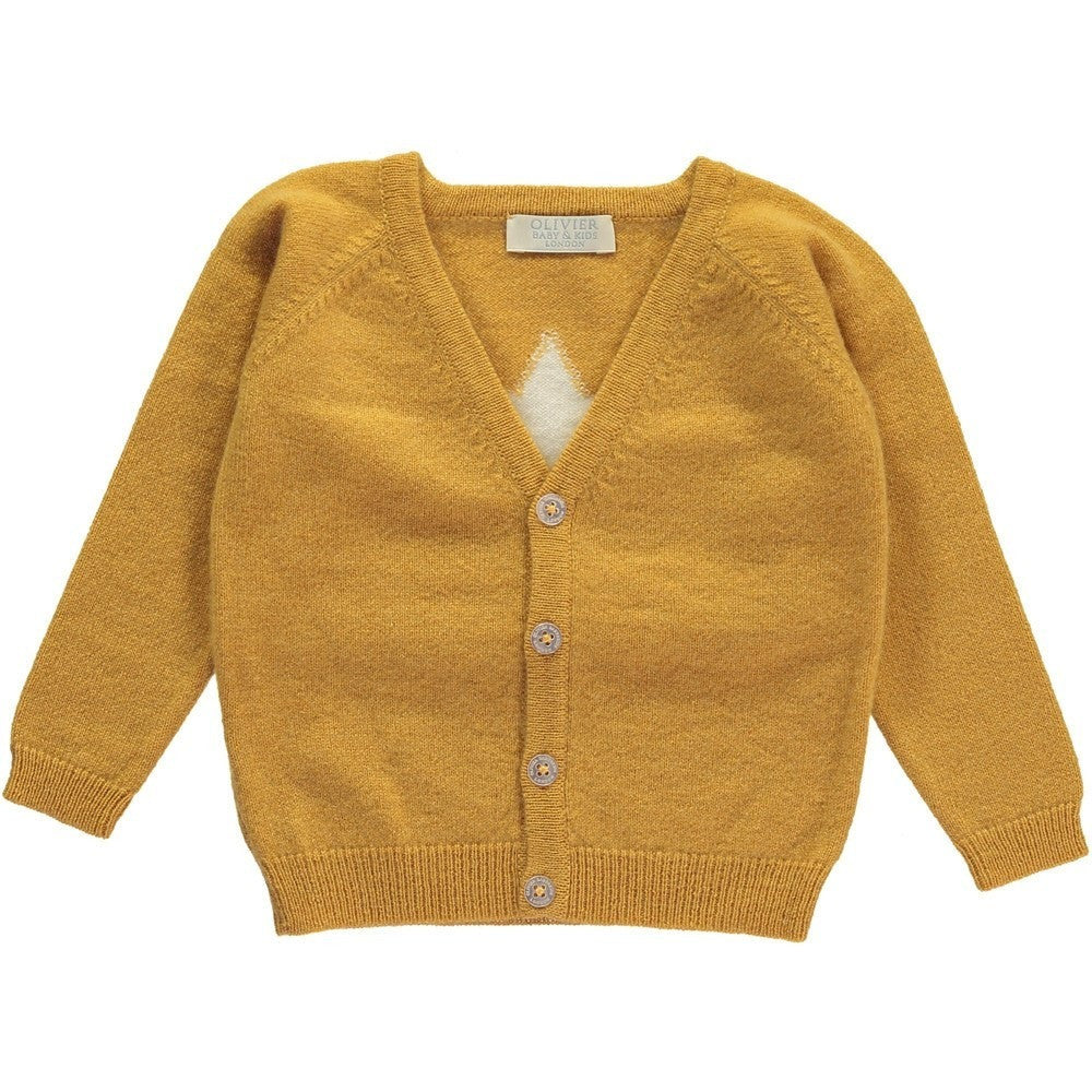 Mustard Cashmere Cardigan with Star BubbleChops - Main Image