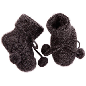 Charcoal Baby Booties, Baby Alpaga - BubbleChops LLC