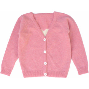 Rose Cashmere Cardigan with Heart, Olivier Baby & Kids - BubbleChops LLC