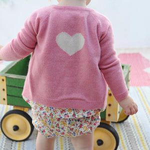Rose Cashmere Cardigan with Heart, Olivier Baby & Kids - BubbleChops LLC