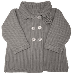 Organic Merino Wool Knitted Coatigan (Grey), Aravore - BubbleChops LLC