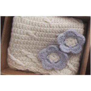 Hand Crochet Beanie with Lavender Flowers, Aravore - BubbleChops LLC