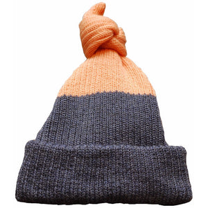 Baby Top Knot Hat (Exclusive Dark Blue & Peach), Petite Albion - BubbleChops LLC
