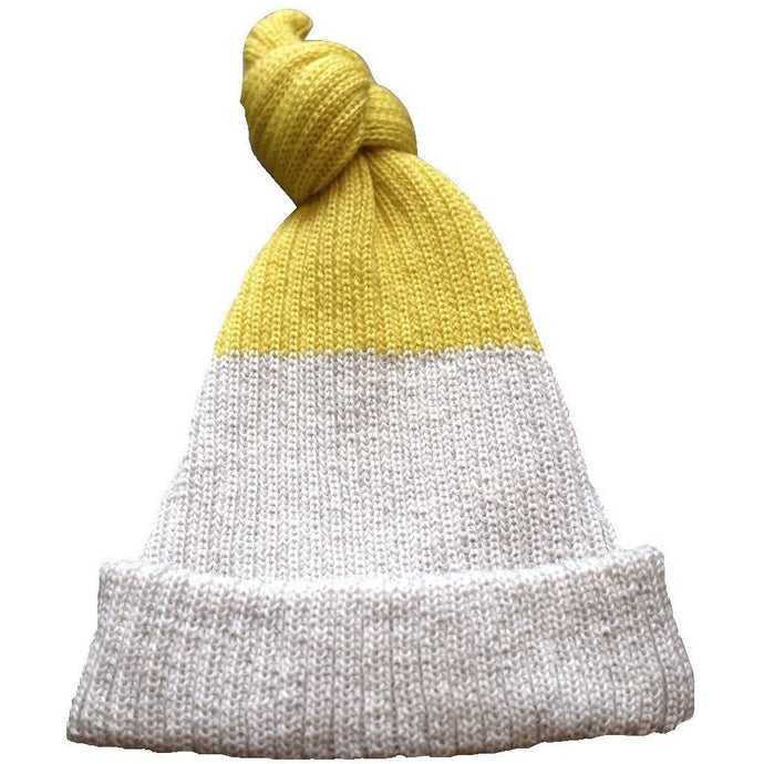 Baby Top Knot Hat (Exclusive Light Grey & Yellow), Petite Albion - BubbleChops LLC