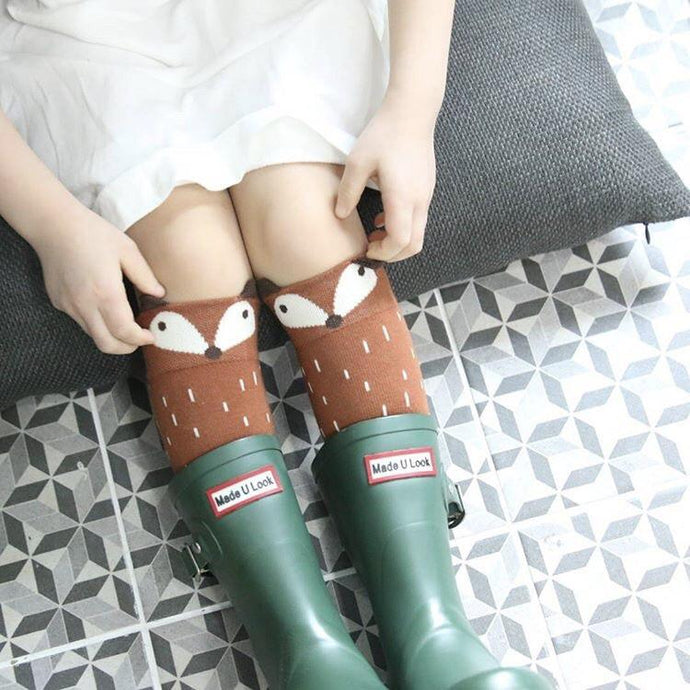 Raccoon Knee Socks in Brown, Mini Dressing - BubbleChops LLC