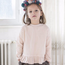 Pink Grey Folk Cross Blouse, Yellow Pelota - BubbleChops LLC