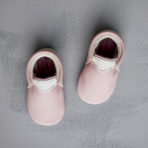 Blush & White Handmade Urban Moccasins, Amy & Ivor - BubbleChops LLC