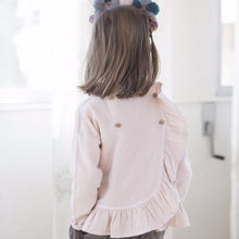 Pink Grey Folk Cross Blouse, Yellow Pelota - BubbleChops LLC
