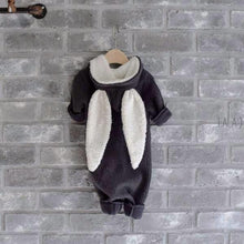 Winter Bunny Jumpsuit in Charcoal, Lala - BubbleChops LLC