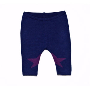 Cobalt Blue Star Knit Leggings, Roly Pony - BubbleChops LLC