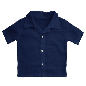 Organic Cotton Shirt in Navy, Aravore - BubbleChops LLC