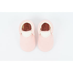 Blush & White Handmade Urban Moccasins, Amy & Ivor - BubbleChops LLC