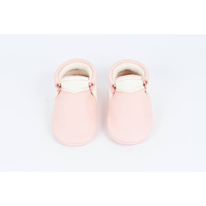 Blush & White Handmade Urban Moccasins, Amy & Ivor - BubbleChops LLC