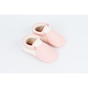Blush & White Handmade Urban Moccasins, Amy & Ivor - BubbleChops LLC