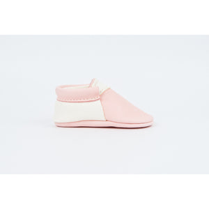 Blush & White Handmade Urban Moccasins, Amy & Ivor - BubbleChops LLC