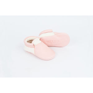 Blush & White Handmade Urban Moccasins, Amy & Ivor - BubbleChops LLC